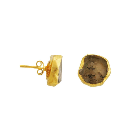 Handmade Herkimer Diamond Earrings in its Natural form Gold Plated - Shopgalaxy