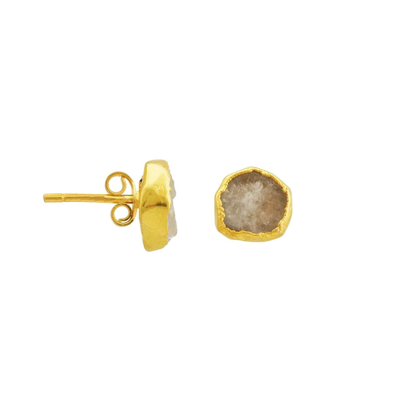 Handmade Moonstone Earrings in its Natural form Gold Plated - Shopgalaxy