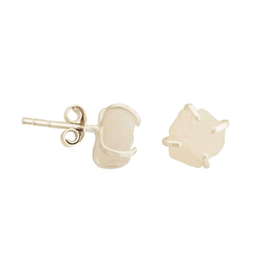Handmade Moonstone Earrings in its Natural form in Silver 925 - Shopgalaxy