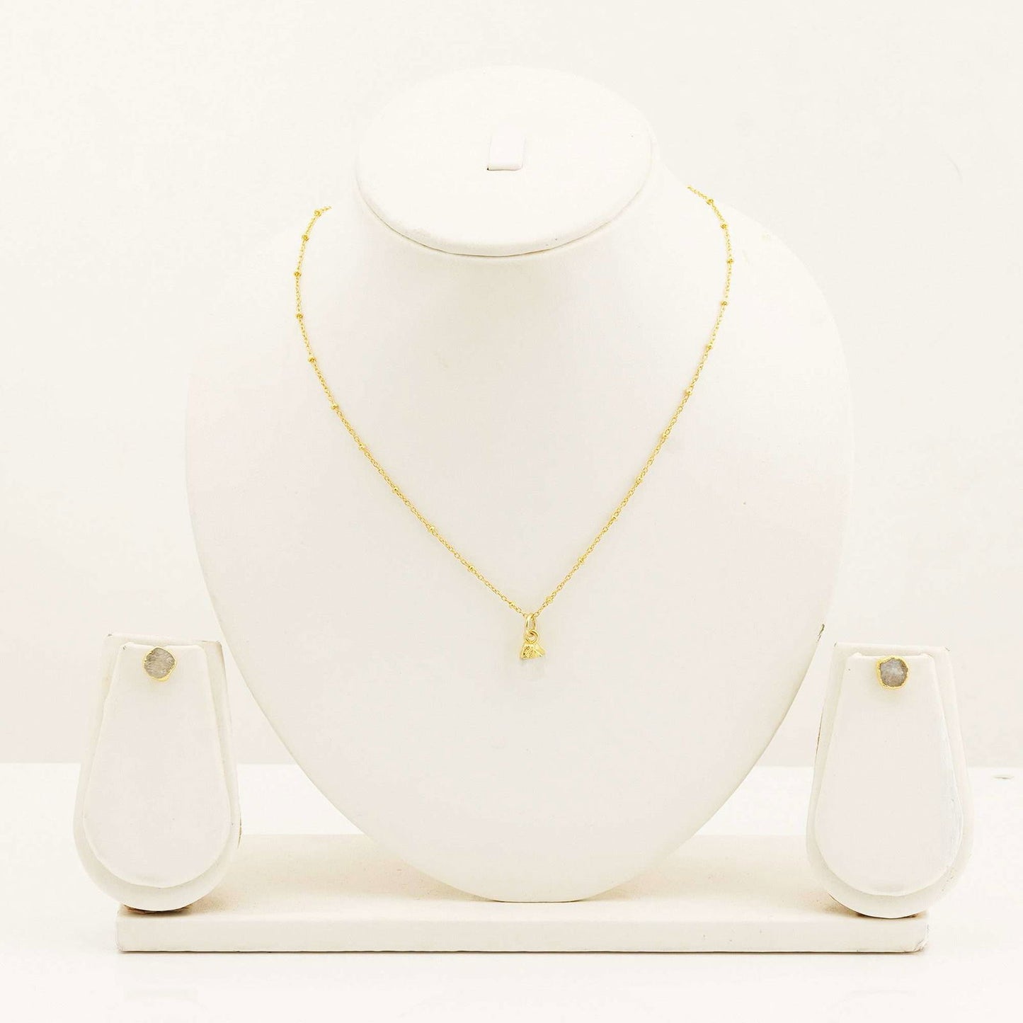 Handmade Rainbow Moonstone Set in its Natural form Gold Plated - Shopgalaxy