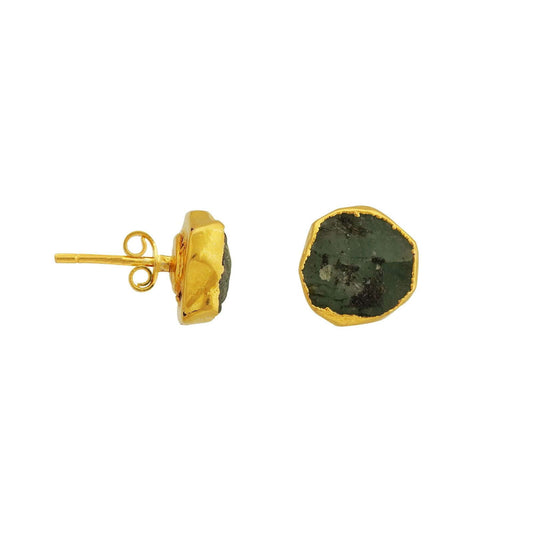 Handmade Raw Emerald Earrings in its Natural form Gold Plated - Shopgalaxy