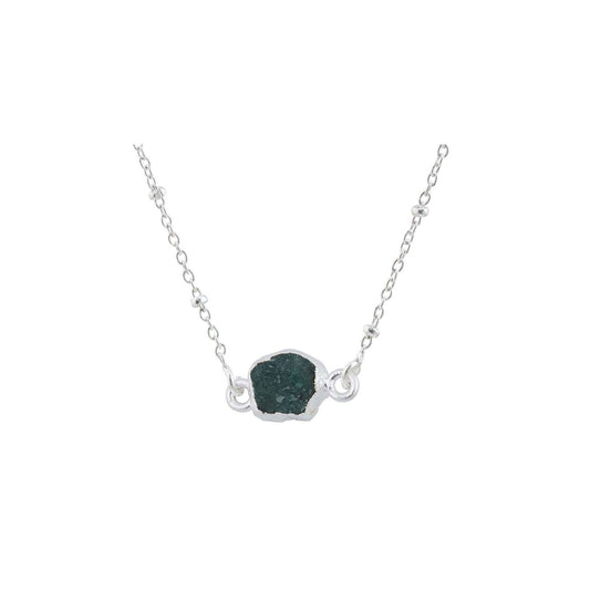 Handmade Raw Emerald Pendant in its Natural form in Silver 925 - Shopgalaxy