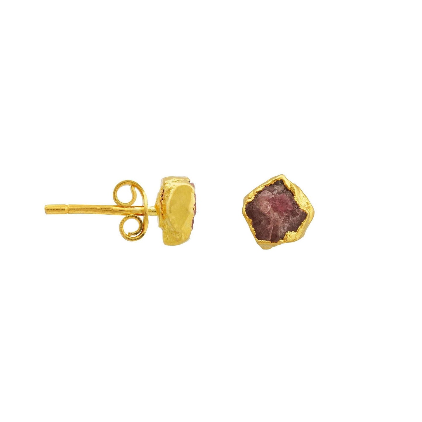 Handmade Rose Quartz Earrings in its Natural form Gold Plated - Shopgalaxy