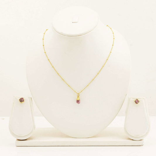 Handmade Rose Quartz Set in its Natural form Gold Plated - Shopgalaxy