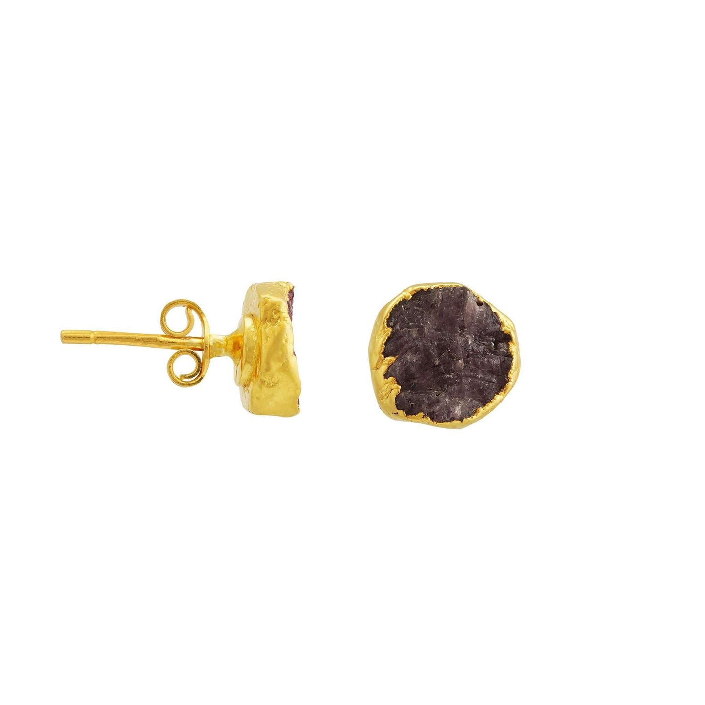Handmade Ruby Earrings in its Natural form Gold Plated - Shopgalaxy