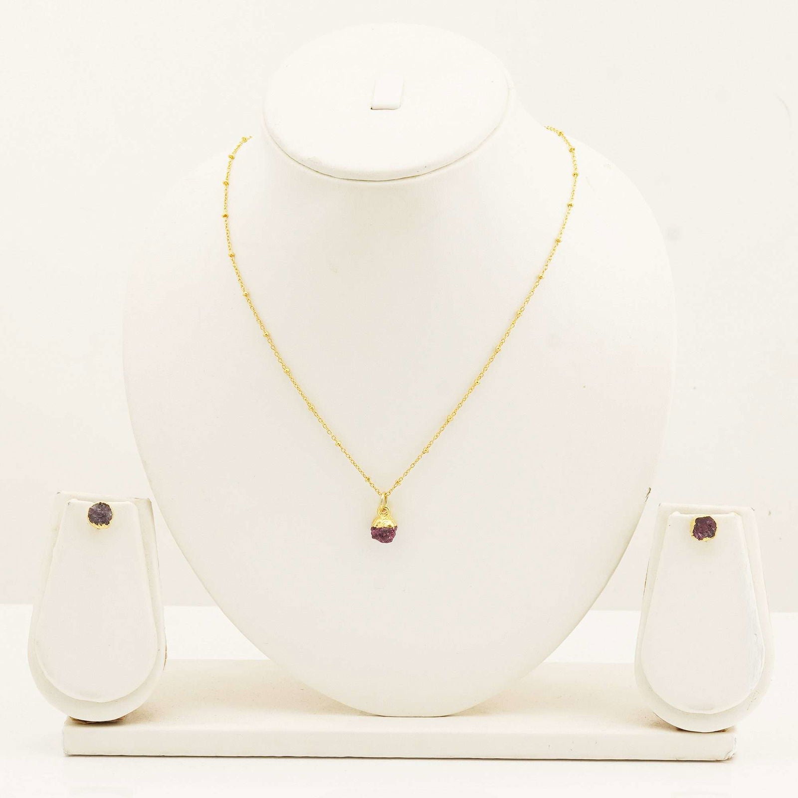 Handmade Ruby Set in its Natural form Gold Plated - Shopgalaxy