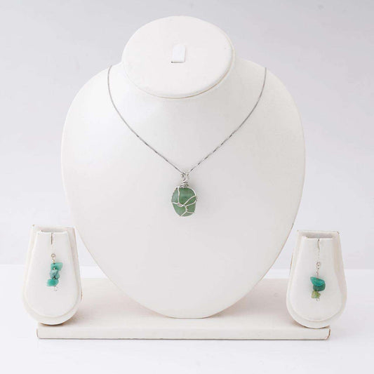Handmade Set of Jade in its Natural form in Silver 925 - Shopgalaxy