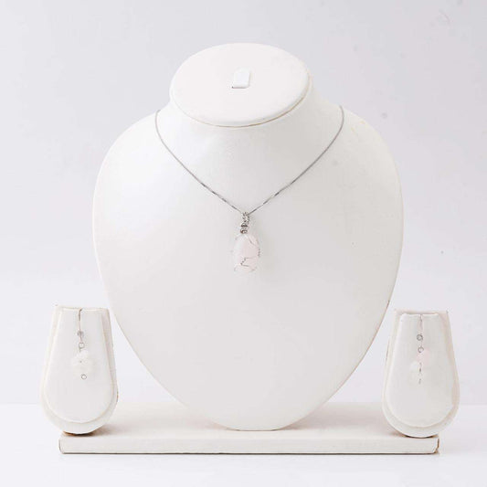 Handmade Set of Rose Quartz in its Natural form in Silver 925 - Shopgalaxy