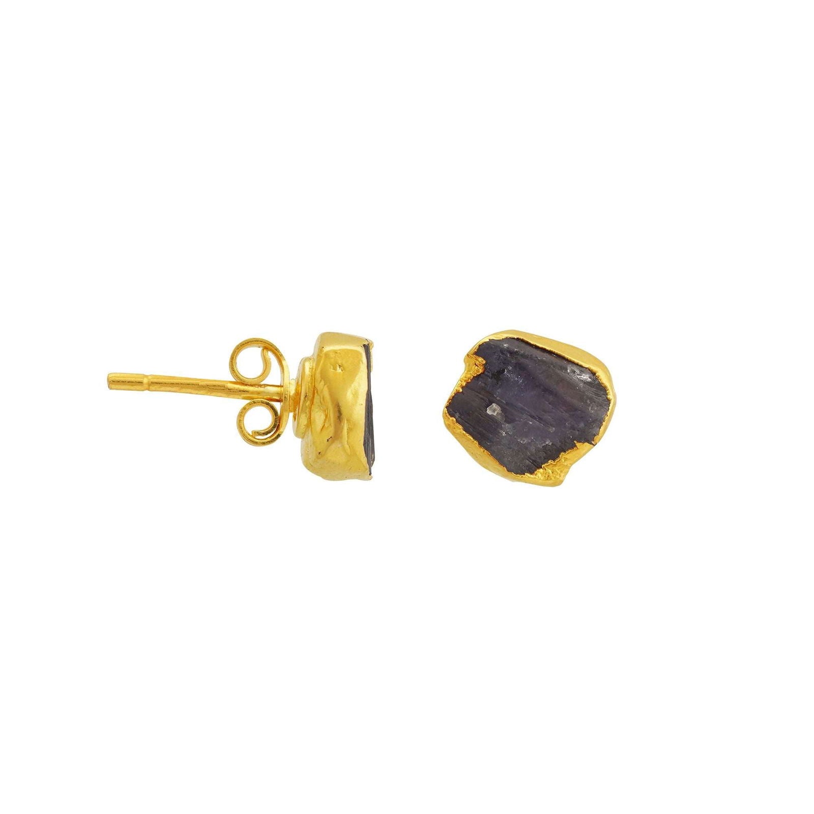 Handmade Tanzanite Earrings in its Natural form Gold Plated - Shopgalaxy
