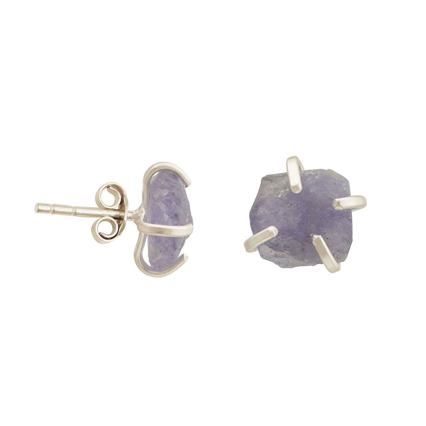Handmade Tanzanite Earrings in its Natural form in Silver 925 - Shopgalaxy.ch