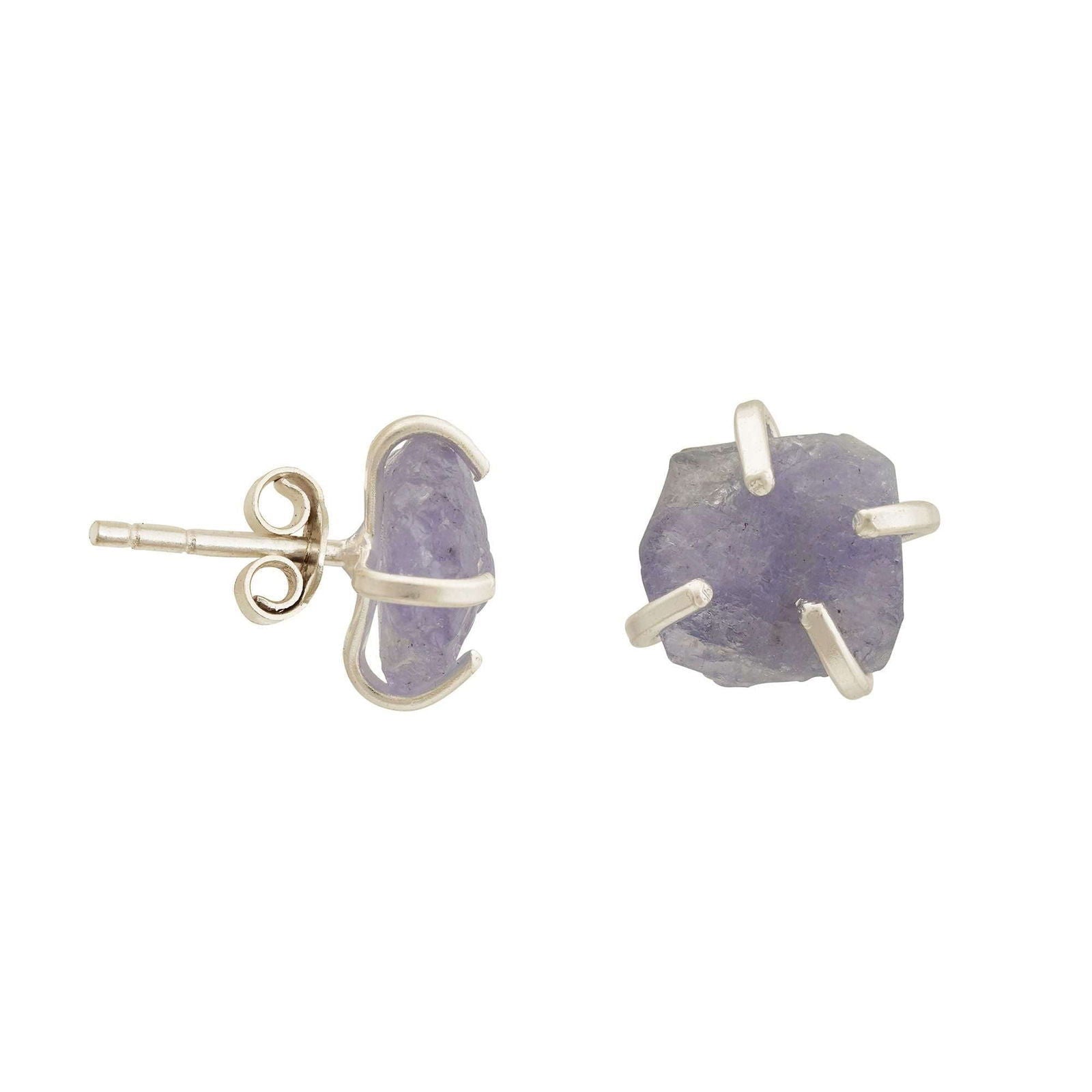 Handmade Tanzanite Earrings in its Natural form in Silver 925 - Shopgalaxy.ch