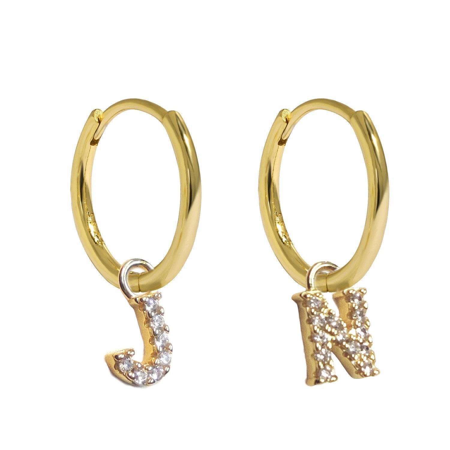 MEDIUM HOOPS with LETTER CHARMS - Shopgalaxy.ch