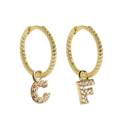 MEDIUM MALEA HOOPS with LETTER CHARMS - Shopgalaxy.ch