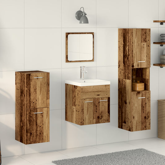 5-teiliges Badezimmermöbel Set Altholz Ingenieurholz