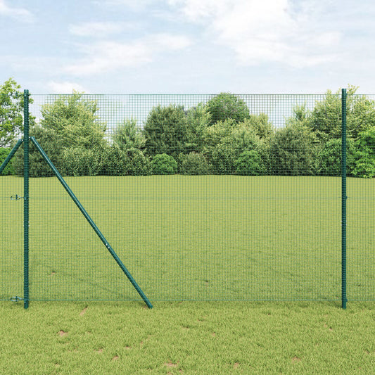 Zaunpfosten Set Set mit 2 Grün PVC-beschichteter Stahl 10 x 1,5 m