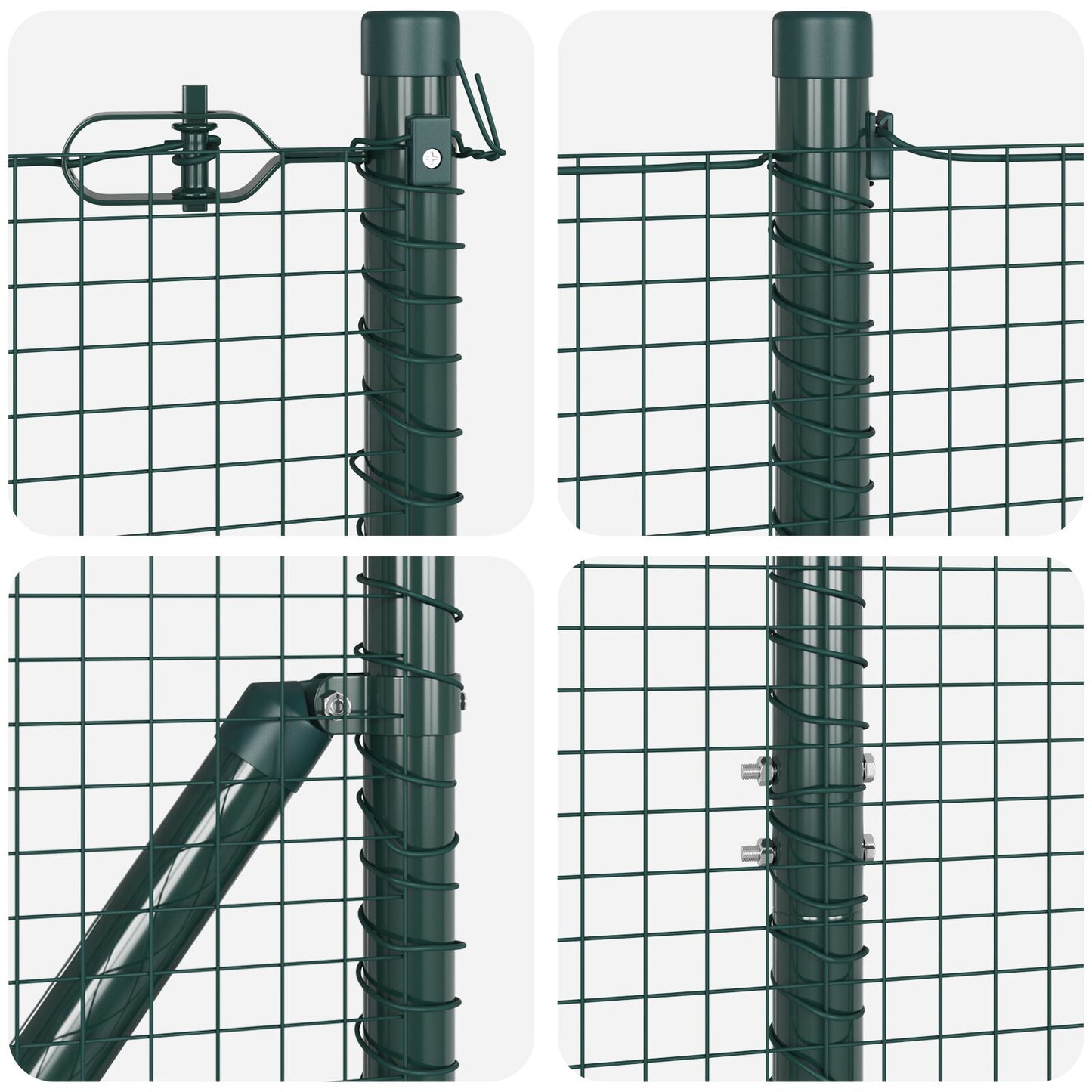 Zaunpfosten-Set Set mit 2 Grün Pulverbeschichteter Stahl 25 x 1 m