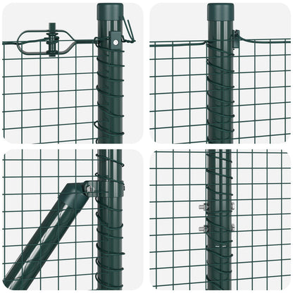 Zaunpfosten-Set Set mit 2 Grün Pulverbeschichteter Stahl 25 x 1 m