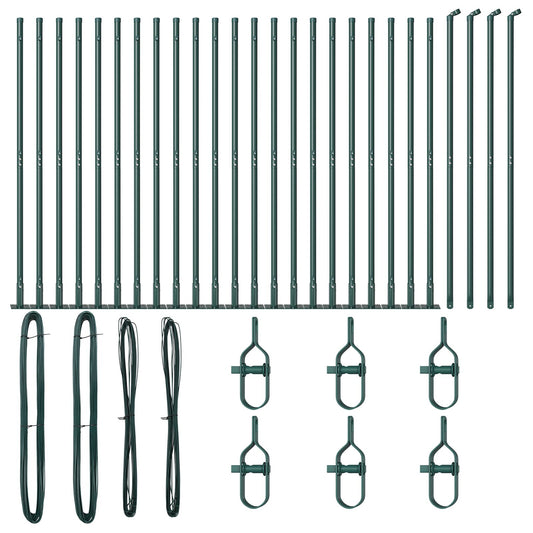 Zaunpfosten Set aus 52 Grün Beton, Stahl 3,2 x 3,2 x 83,5 cm