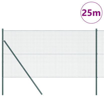 Zaunpfosten-Set Set mit 2 Grün Pulverbeschichteter Stahl 25 x 1 m
