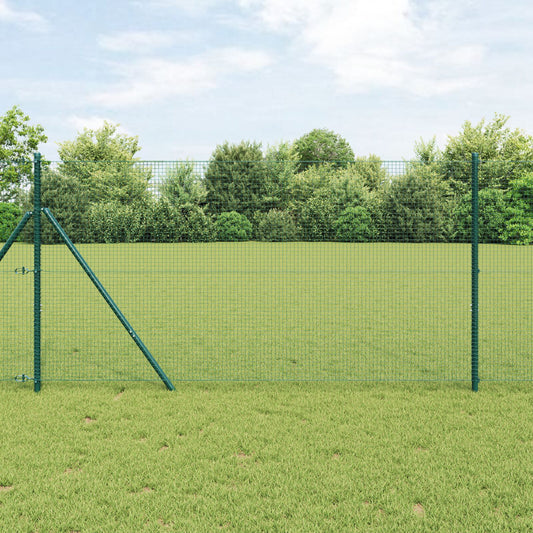 Zaunpfosten-Set Set mit 2 Grün Pulverbeschichteter Stahl 25 x 1 m