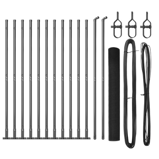 Zaunpfosten-Set 2er Set Grau Metall und PVC 25 x 1 m Langlebig