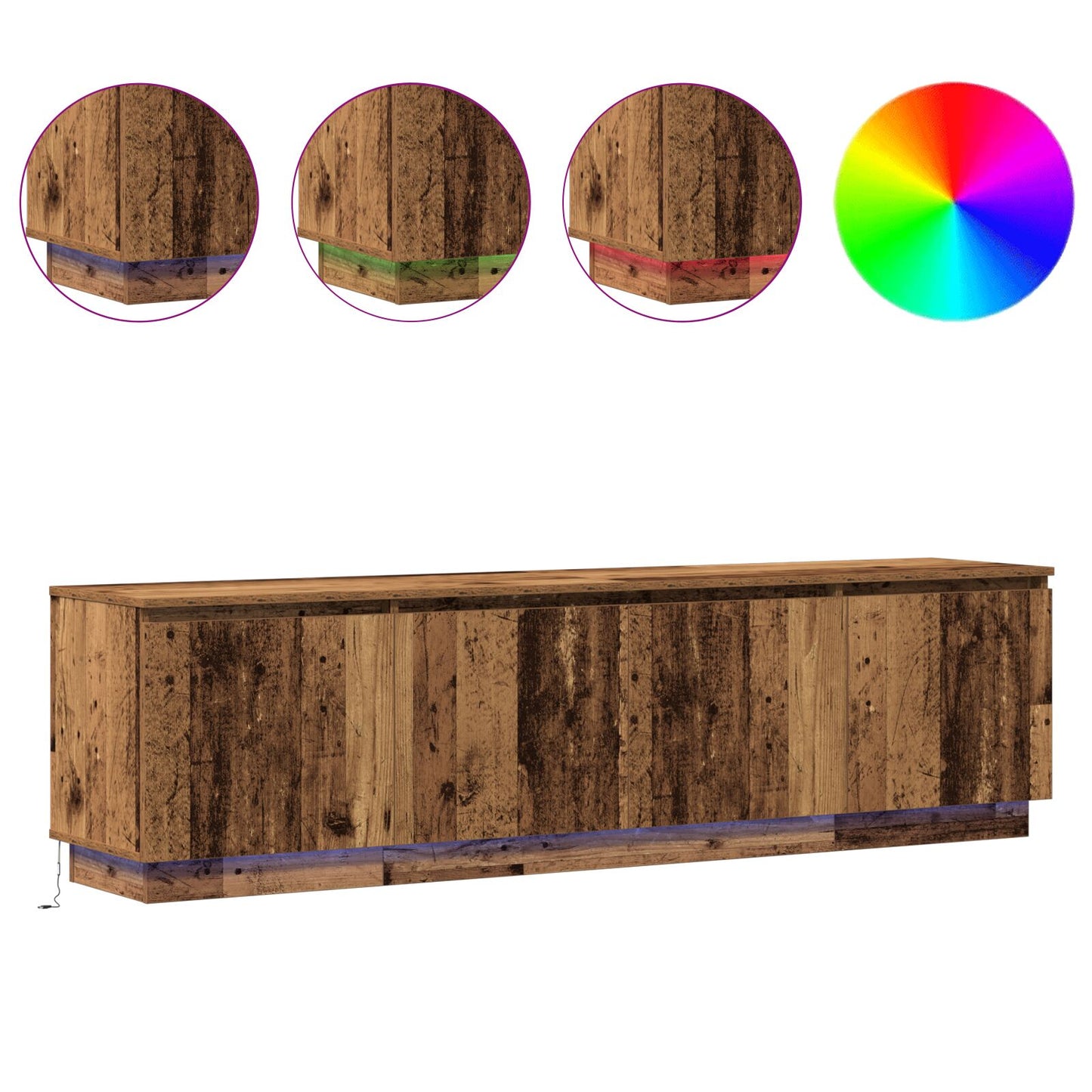 TV-Schränke mit LED Altholz 180x38x49 cm Holzwerkstoff