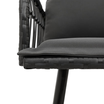 2-teiliges Garten-Sofa-Set mit Kissen Schwarz Poly Rattan