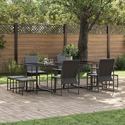 10-teiliges Gartenesszimmer-Set mit Kissen aus Stahl und Textilene
