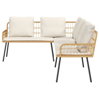 4-teilige Garten-Sofaset mit Kissen aus natürlichem Poly-Rattan