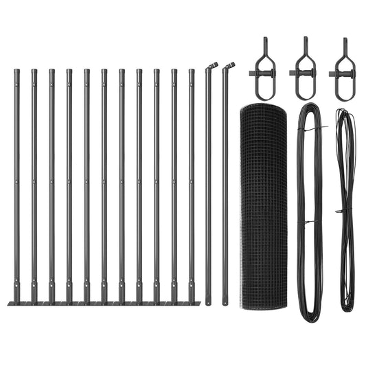 Zaunpfosten-Set 2er Set Grau Pulverbeschichteter Stahl 25 x 0.5 m