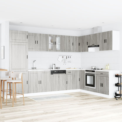 Waschbecken-Unterschrank ""Porto"" mit Waschbecken Grau Sonoma 80x46x84,5 cm Holzwerkstoff