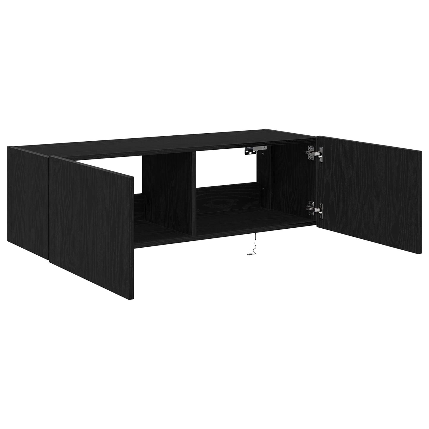 TV-Wandregal mit LED-Lichtern Schwarz Eiche 100x35x31 cm