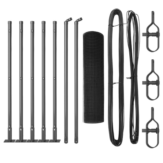 Zaunpfosten-Set Set aus 2 Grau Metall Mittel Langlebig