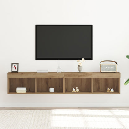 TV-Wandregale mit LED-Lichtern 2 Stück Artisan Eiche 80x30x30 cm