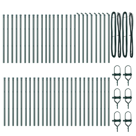 Zaunpfosten 52 Stück Grün Ø32 mm 80 cm Galvanisiertes Stahl