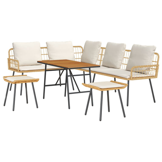 4-teilige Garten-Sofaset mit Kissen aus natürlichem Poly-Rattan