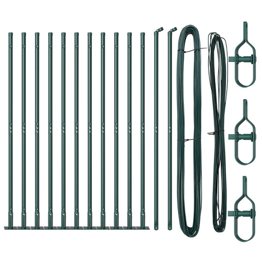 Zaunpfosten Set 26 Teile Grün Metall 3,2 x 3,2 x 83,5 cm