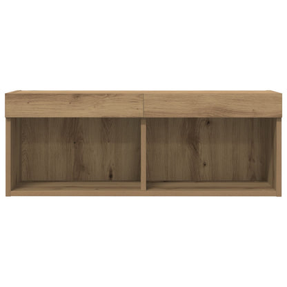 TV-Wandregale mit LED-Lichtern 2 Stück Artisan Eiche 80x30x30 cm