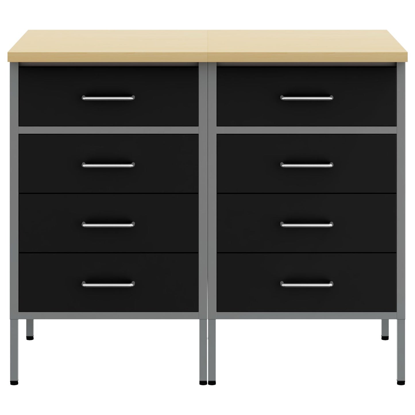 Werkbank 2er Set Schwarz und Grau aus Holzwerkstoff und Stahl