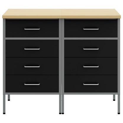Werkbank 2er Set Schwarz und Grau aus Holzwerkstoff und Stahl