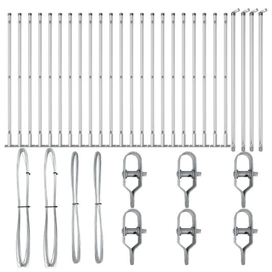 Zaunpfosten Set von 26 Verzinkter Stahl 3,2 x 3,2 x 90 cm
