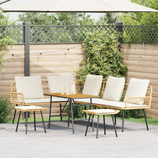 4-teilige Garten-Sofaset mit Kissen aus natürlichem Poly-Rattan