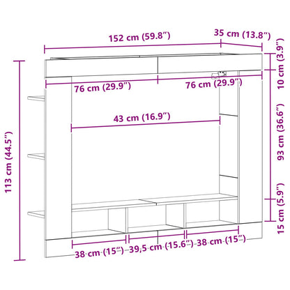 TV-Schrank Wandmontiert Altes Holz 152x22x113 cm