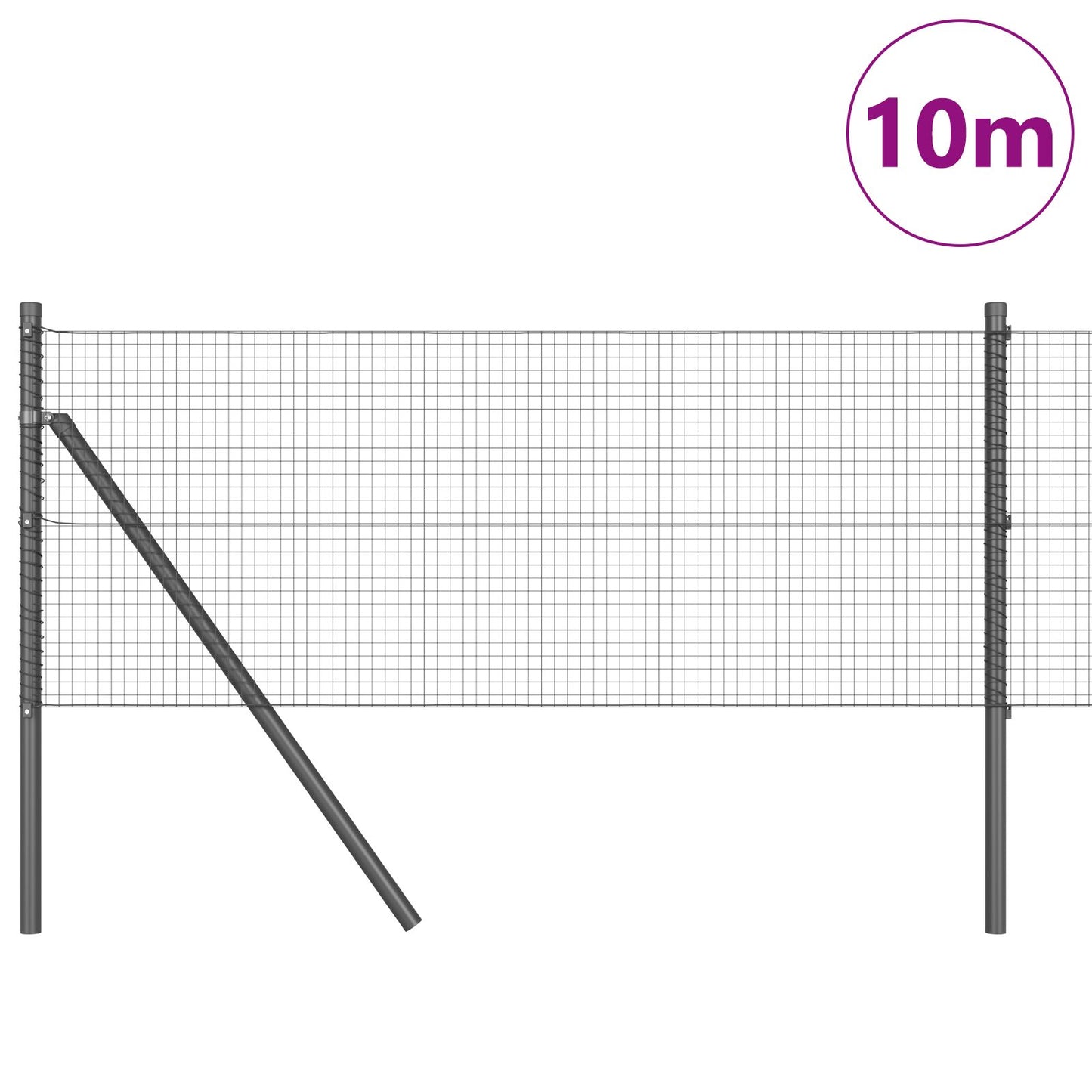 Zaunpfostenset Set aus 2 Grau Galvanisiertes Metall 10 x 0,5 m