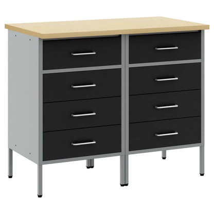Werkbank 2er Set Schwarz und Grau aus Holzwerkstoff und Stahl