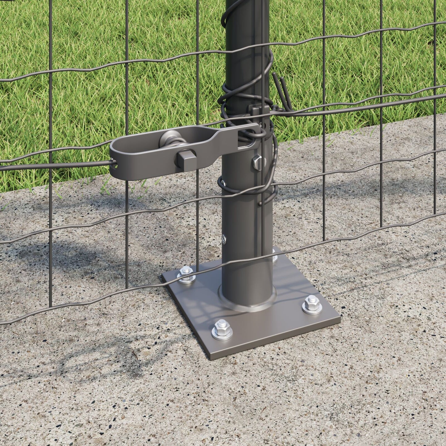 Zaunpfosten Set von 52 Grau Beton 3,2 x 3,2 x 78,5 cm Langlebig