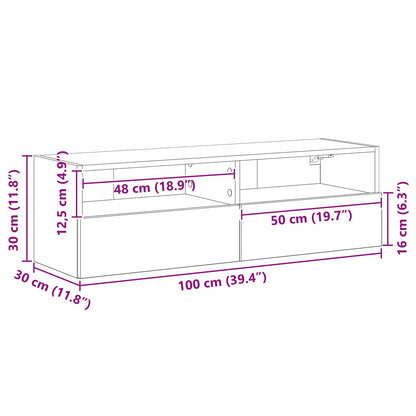TV-Wandregal Artisan Eiche 100x30x30 cm Holzwerkstoff
