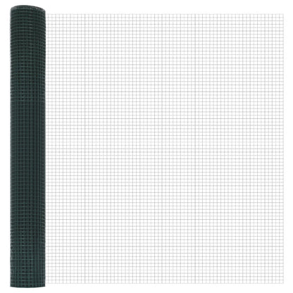 Zaunpfosten-Set Set mit 2 Grün Pulverbeschichteter Stahl 25 x 1 m