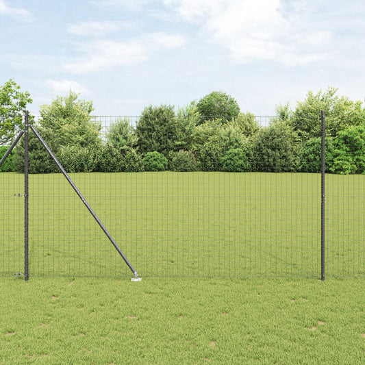Zaunpfosten Set 14 Teile Grau Metall