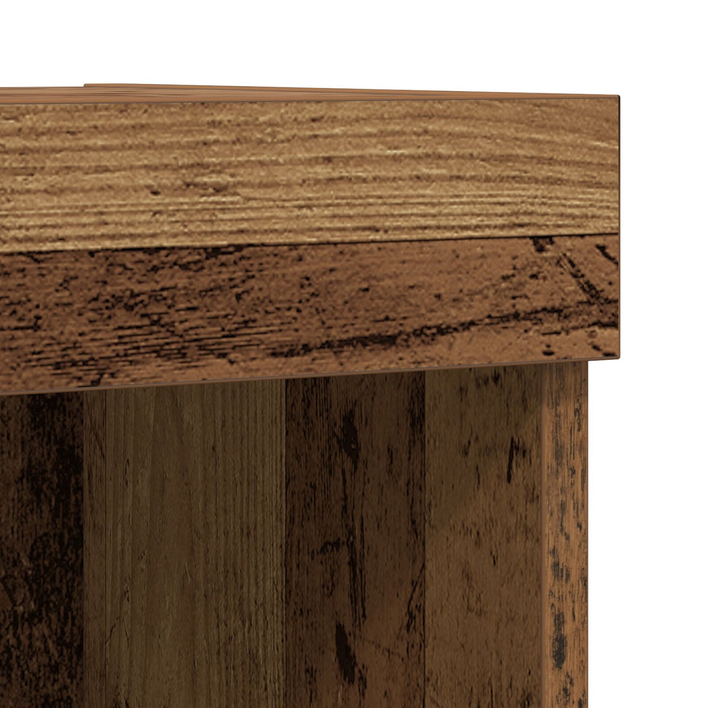 TV-Wandregal mit LED-Lichtern aus altem Holz 80x30x30 cm